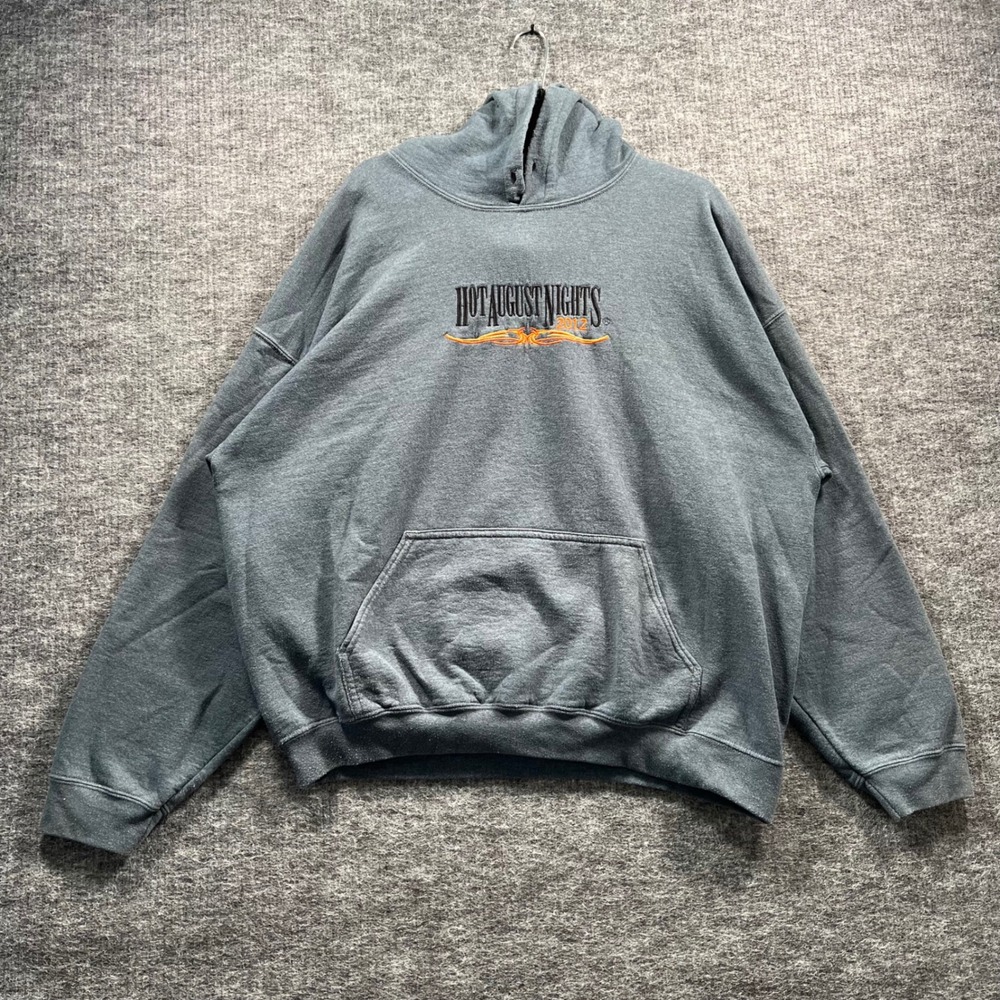 Gildan Hot August Nights 2012 Hoodie Mens XL Gray Embroidered Pullover